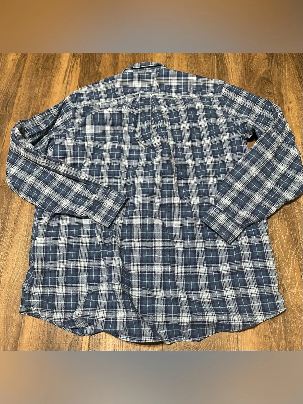 L.L. Bean Plaid Flannel Shirt Traditional Fit Blue Mens Size XL Tall Cotton XLT